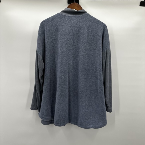 Soft Surroundings Sweatshirt Womens 1X Blue 1/4 Zip Mock Neck Terry Textured - Picture 4 of 11